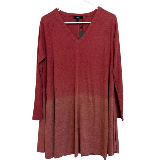 2/$25 Very J Red (Wine) Ombre Long Sleeve Dress NWT - Picture 1 of 7